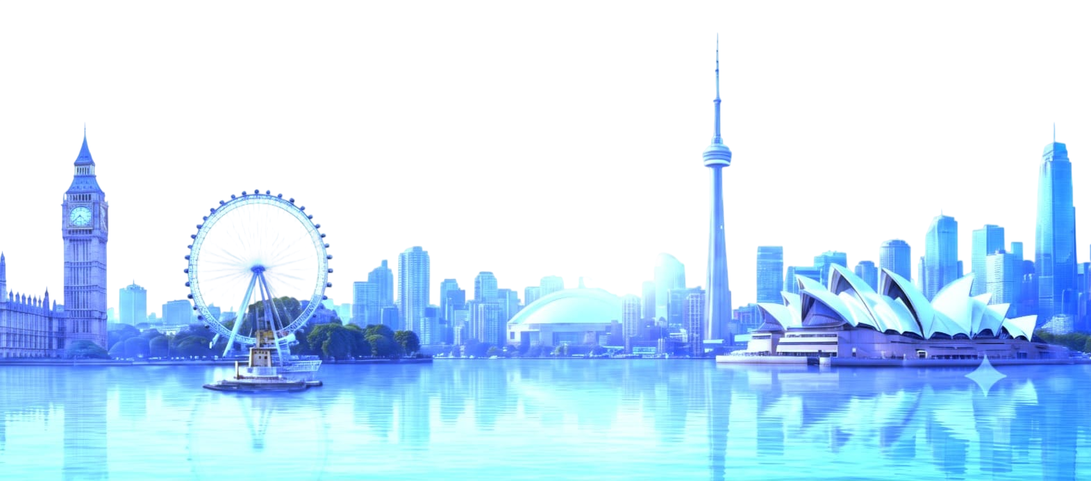World Landmarks Scene Sketch Background