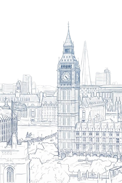 Big Ben & London Skyline Sketch Backdrop
