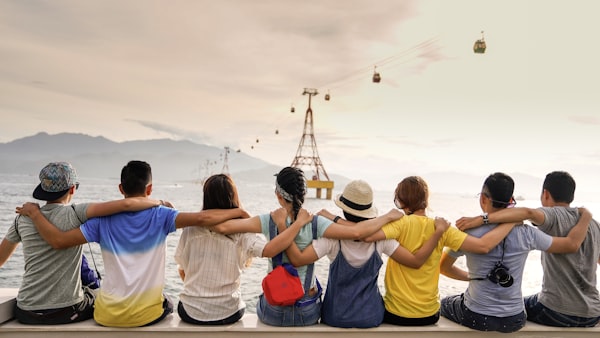 Student studying abroad in city